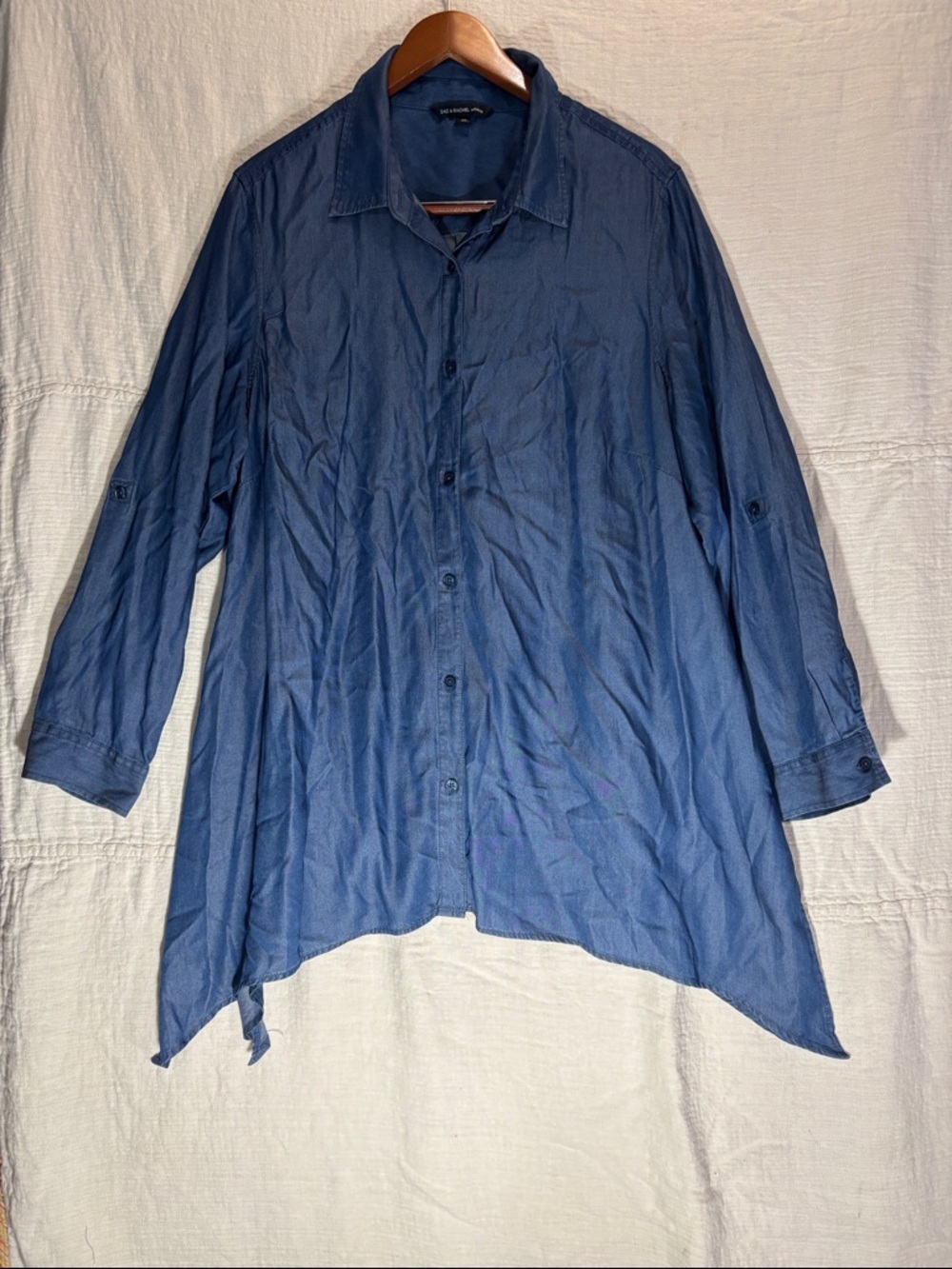 Zac & Rachel Blue Button-Front Tunic Top